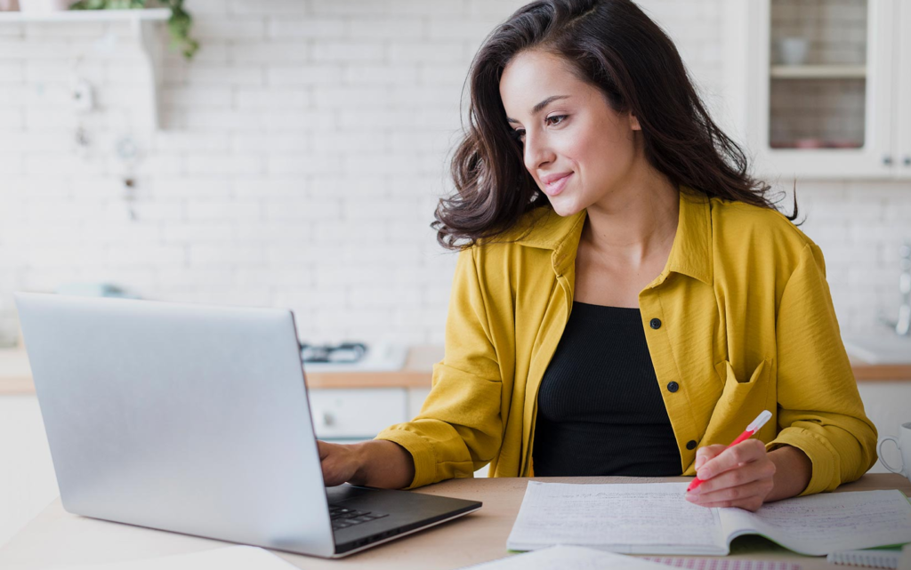 woman writing her own book