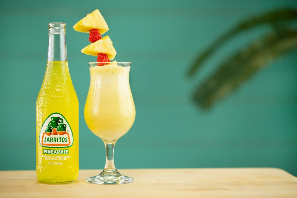 summer mocktails: a pina colada made with pineapple soda and coconut cream 